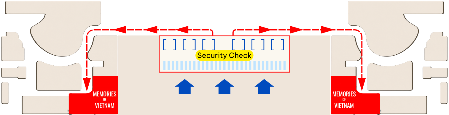 Terminal T2 map showing store locations